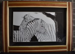 Zebra's in Ink Framed (sold)