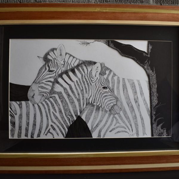 Zebra's in Ink Framed (sold)