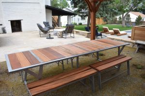 Steel Tiger Wood Picnic Table
